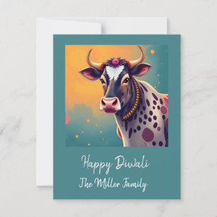 Festividades Cartão de Boas Festas de Diwali da Vaca Sagrada