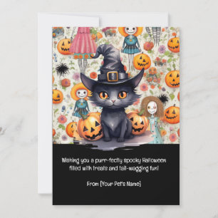 Festividades Cartão de Boas Festas de Gato Preto no Halloween