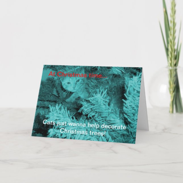 Festividades Cartão de Boas Festas de Gatos de Natal (Frente)