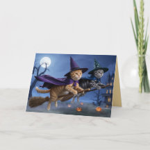Cartão de Boas Festas de Halloween das Bruxas Malh