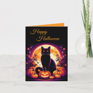 Festividades Cartão de Boas Festas de Halloween de Gato Preto c