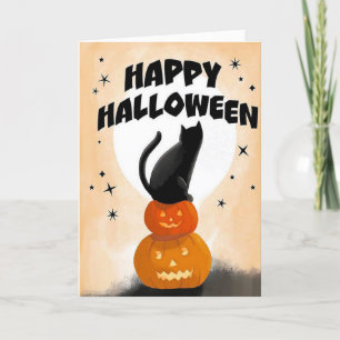 Festividades Cartão de Boas Festas de Halloween Gato Fofo