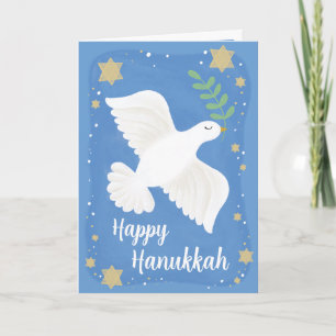 Festividades Cartão de Boas Festas de Hanukkah com Pombo da Paz