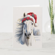 Cartão de Boas Festas de Natal com Cavalo