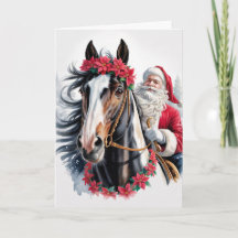 Cartão de Boas Festas de Natal com Cavalo
