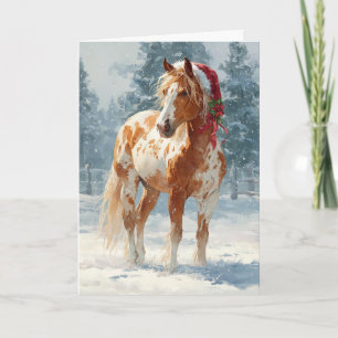 Festividades Cartão de Boas Festas de Natal com Cavalo