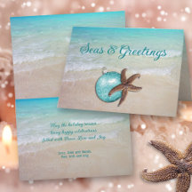 Cartão de Boas Festas de Natal com Estrela do Mar