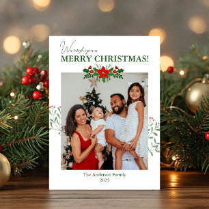 Festividades Cartão de Boas Festas de Natal com Foto de Poinset