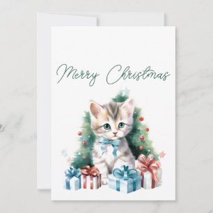 Festividades Cartão de Boas Festas de Natal com Gatinho