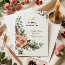 Cartão de Boas Festas de Natal Lash Tech Botanica