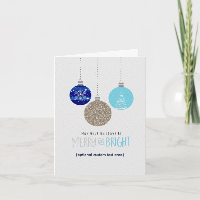 Festividades Cartão de Boas Festas de Natal Merry & Bright Orna (Frente)