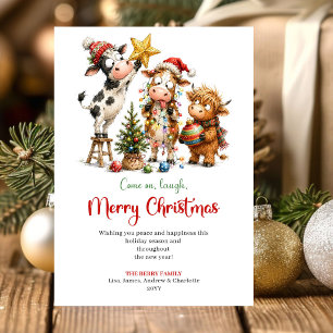 Festividades Cartão de Boas Festas de Natal Vaca Excêntrica Ale