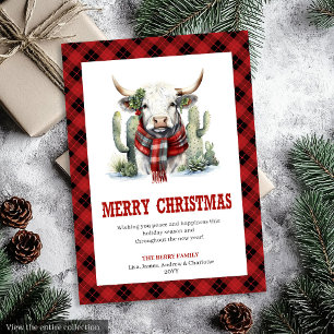 Festividades Cartão de Boas Festas de Natal Western Plaid Buffa