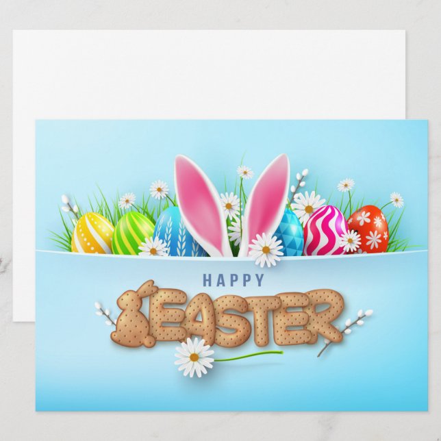 Festividades Cartão de Boas Festas de Páscoa (Frente/Verso)