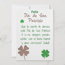 Festividades Cartão de Boas Festas de St. Patrick em Espanhol