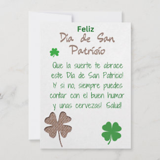 Festividades Cartão de Boas Festas de St. Patrick em Espanhol