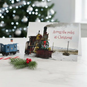 Festividades Cartão de Boas Festas de Trem de Natal Através das