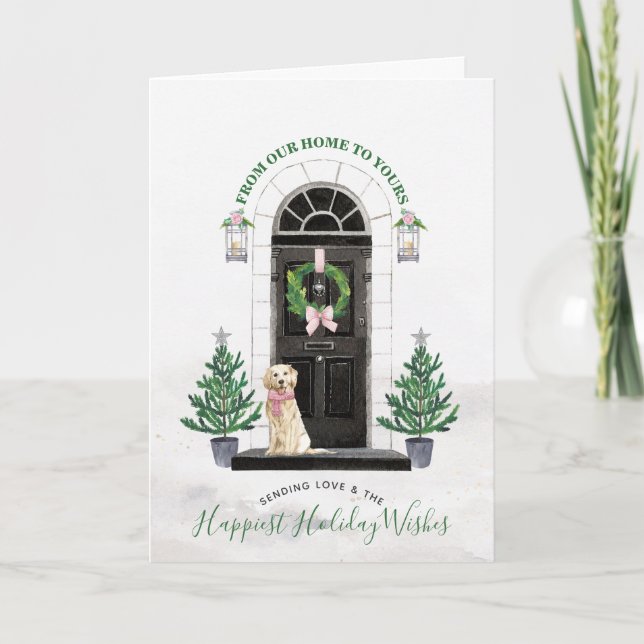 Festividades Cartão de Boas Festas do Golden Retriever (Frente)