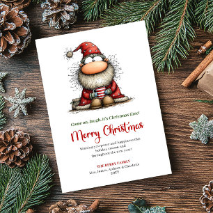 Festividades Cartão de Boas Festas do Papai Noel Excêntrico em