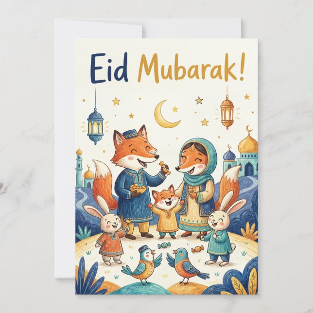 Festividades Cartão de Boas Festas Eid Mubarak - Celebração em  (Frente)