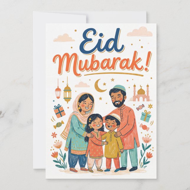 Festividades Cartão de Boas Festas Eid Mubarak para Família (Frente)