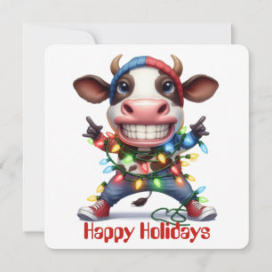 Festividades Cartão de Boas Festas Engraçado da Vaca das Terras