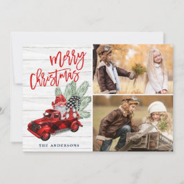 Festividades Cartão de Boas Festas FOTO Retro Caminhão Vermelho