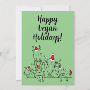 Festividades Cartão de Boas Festas Veganas Felizes
