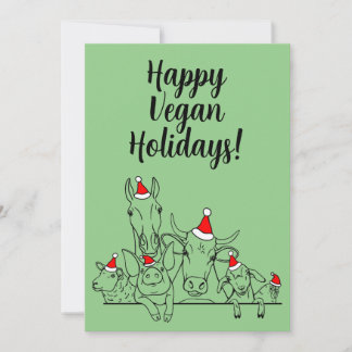 Festividades Cartão de Boas Festas Veganas Felizes