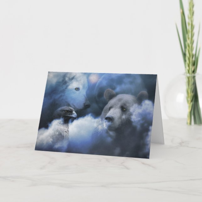 Festividades Cartão de boas-vindas da época do Lobo Urso e da Á (Frente)