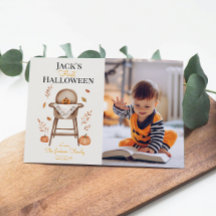 Cartão de Boas Vindas de Primeiro Halloween do Beb
