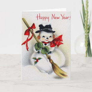 Festividades Cartão de Boas Vindas Palhaço Boneco de Neve Feliz