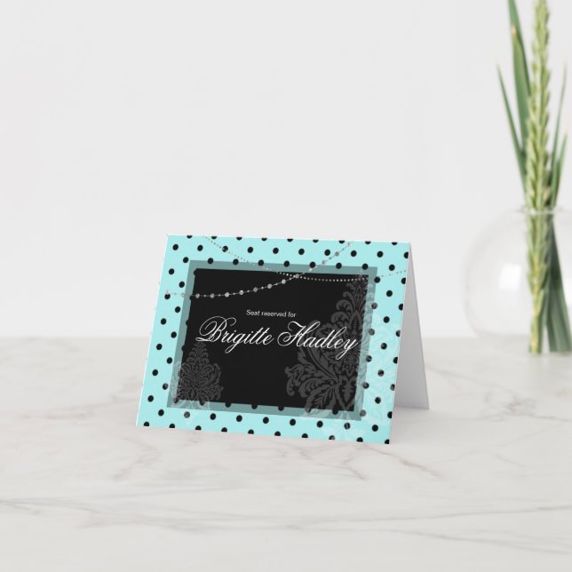 Festividades Cartão de bolinhas azul e preto (Frente)