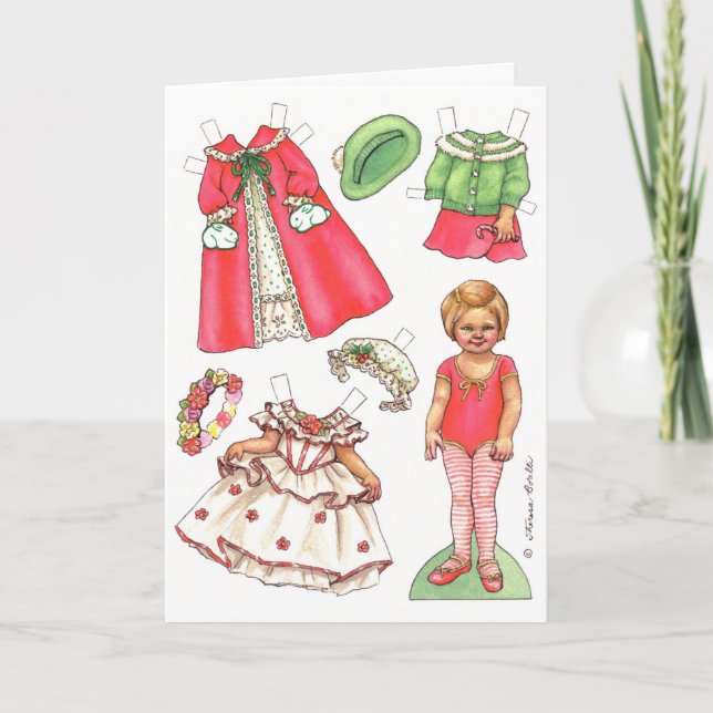 Festividades Cartão de boneca de papel de Natal (Frente)