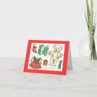 Festividades Cartão de boneca de papel do Urso de Natal