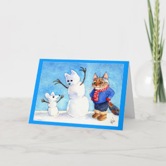 Festividades Cartão de boneco de gato de Natal engraçado