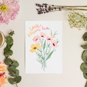 Festividades Cartão de Buquê de Aquarela Amor Desabrocha Aqui