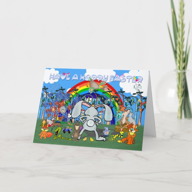 Festividades Cartão de Caça de Ovo de Páscoa, diversão interati (Frente)