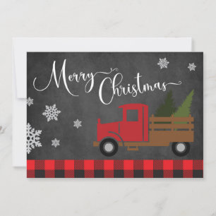 Festividades Cartão de Caminhão Vermelho de Natal Xadrez Verm