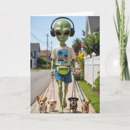 Festividades Cartão de Cão Alienígena Passeando