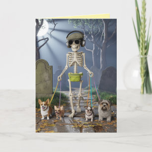 Festividades Cartão de Cão Caminhando do Esqueleto
