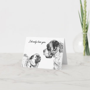 Festividades Cartão de cão Pug Boxer para Casais de Amor
