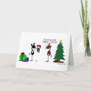 Festividades Cartão de Cartoon Mistletoon Horse Engraçado