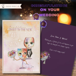 Festividades Cartão de casamento Copos de Vinho Noivos Capricho
