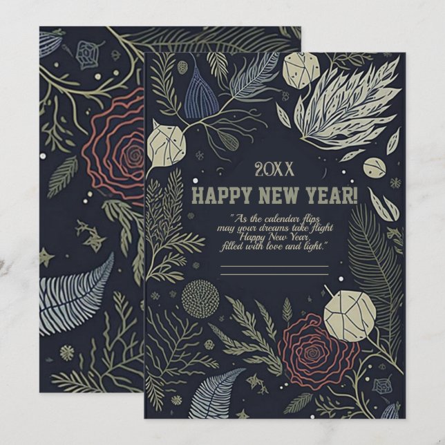 Festividades Cartão de celebração de ano novo (Frente/Verso)