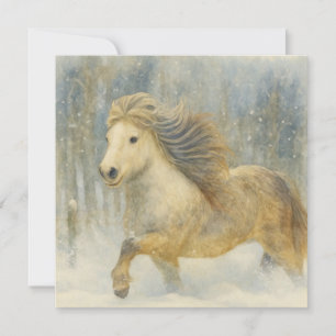 Festividades Cartão de Cena de Inverno de Cavalo Islandês