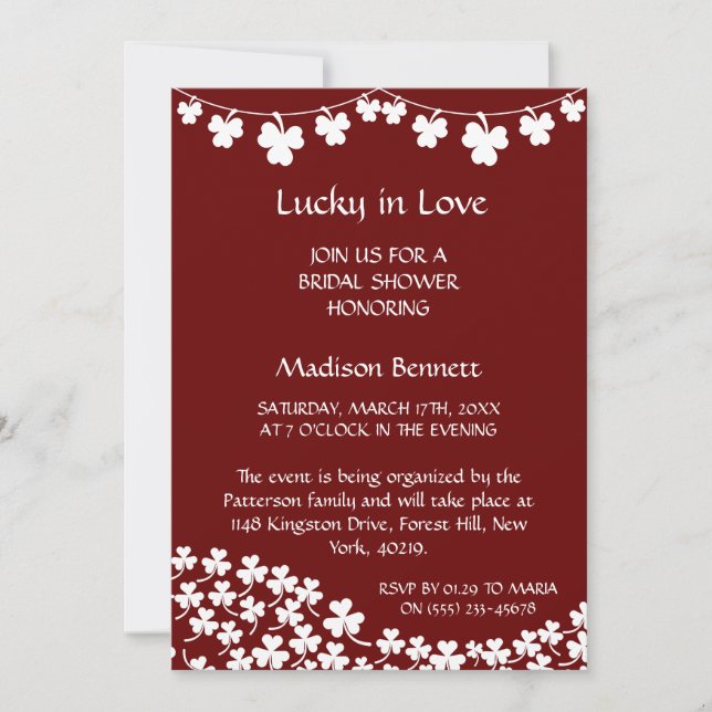 Festividades Cartão de Chuvada de Presentes "Sortudo no Amor" d (Frente)