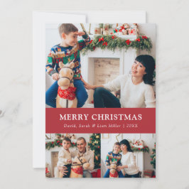 Festividades Cartão de Colagem de Fotos de Feliz Natal Vermelho