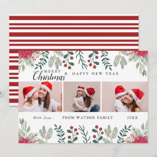 Festividades Cartão de Colagem de Fotos de Feriado Vermelho e