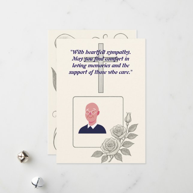 Festividades Cartão de Condolência Elegante com Quadro Cruzado  (Frente/Verso In Situ)